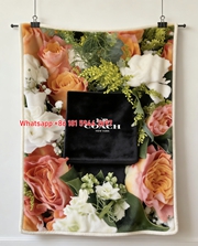 Coach New York Floral Bouquet Flannel Throw Blanket for Couch & Wall Decor C089
